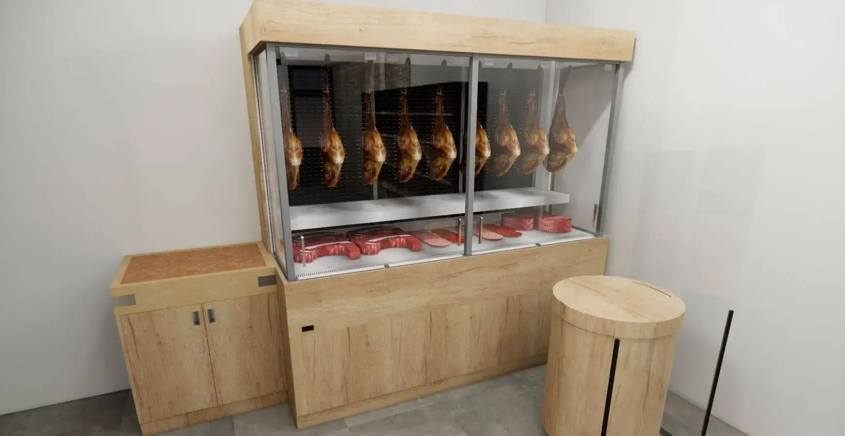 Agencement du rayon boucherie en GMS